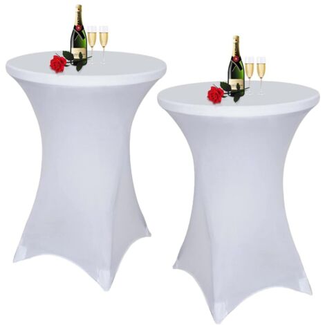Lot de 2 Housse de Table Ronde Extensible,80 x 110 cm,Nappe Cocktail Ronde,Housse Mange Debout,Nappes à Coins Carré en Spandex,pour Table de Banquet de Cocktail de Mariage
