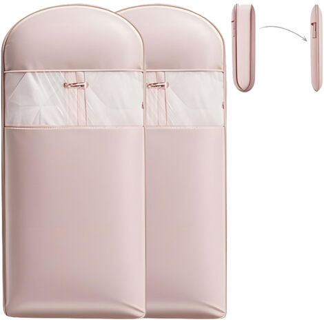 Lot de 2 housses à vêtements auto-compressantes pour doudounes, rose, rangement gain de place pour placard, 130 cm
