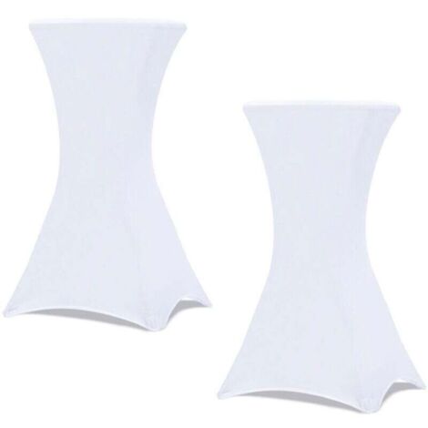 Lot de 2 Housses Blanches pour Table Haute Pliante 105 cm