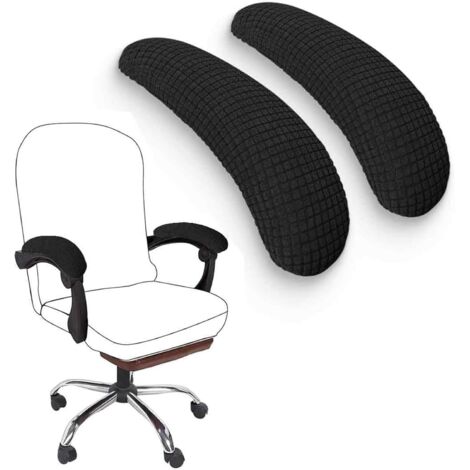 Lot de 2 Housses d'accoudoir Extensible Polyester 40 cm Noir Chaise de bureau
