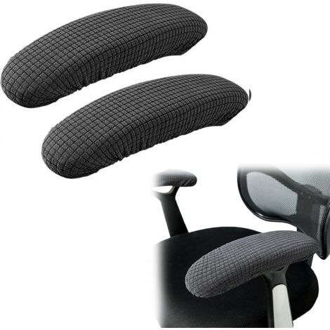Lot de 2 Housses d'accoudoir, Extensible, Polyester, Confortable, Chaise de bureau, Gris