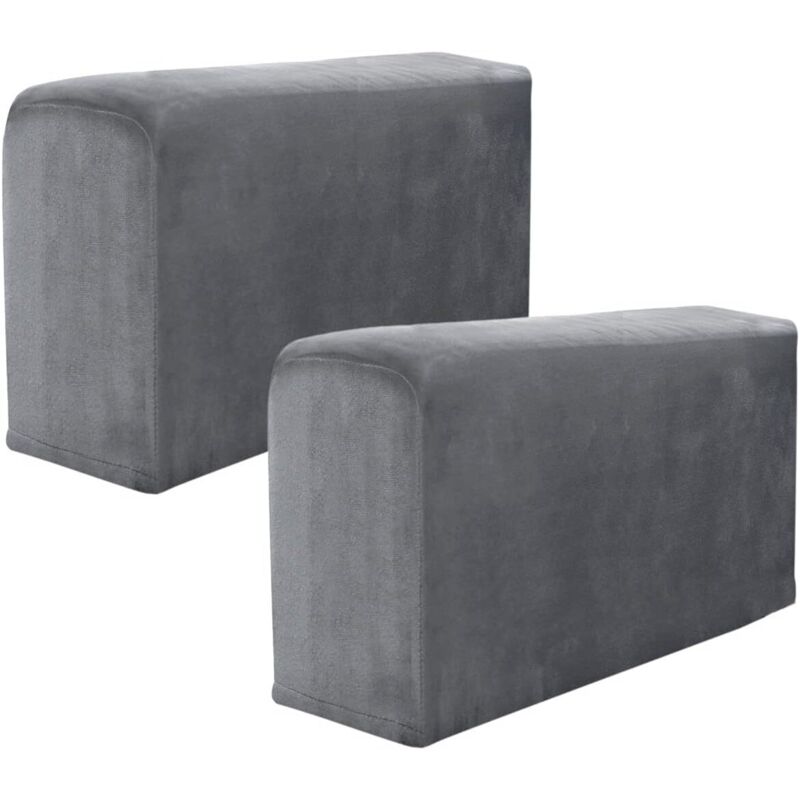 Lot de 2 housses d'accoudoirs, housses d'accoudoirs extensibles en élasthanne antidérapant en polyester pour fauteuil, canapé, fauteuil(gris foncé)
