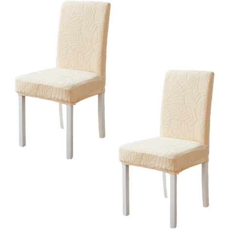 Lot de 2 housses de chaise de salle à manger, housses de protection amovibles en jacquard extensible pour cuisine, hôtel, restaurant