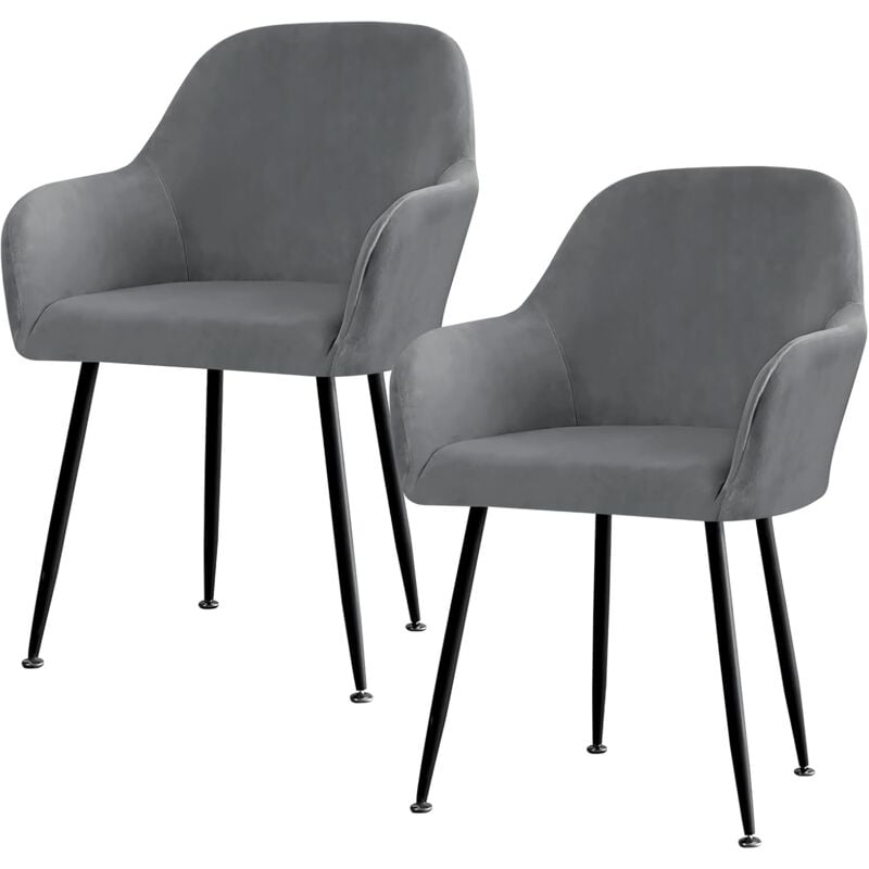 Jusch - Lot de 2 housses de chaise extensibles, housses de chaise élastiques avec accoudoirs, housse de chaise amovible de fête de mariage (gris)