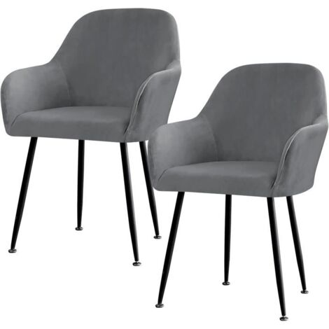 Lot de 2 housses de chaise extensibles, housses de chaise élastiques avec accoudoirs, housse de chaise amovible (gris)