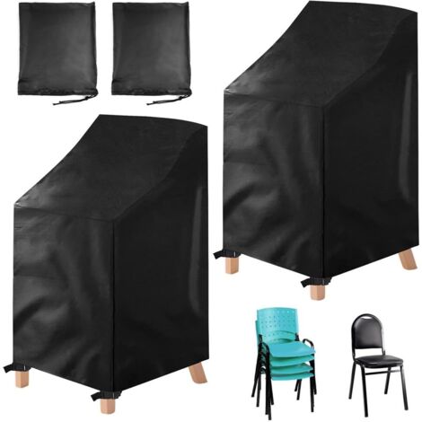 Lot de 2 housses de chaises de jardin empilables 75 x 75 x 120 cm, housse de protection pour chaises de jardin à dossier haut en tissu Oxford, housse de protection pour 6 chaises de jardin