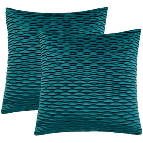 Lot de 2 housses de coussin 45 x 45 cm, coussins originaux en velours rayé pour canapé