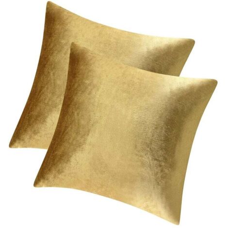 Lot De 2 Housses De Coussin Décoratives En Velours Pour Canapé-Lit (Doré, Lot De 2)