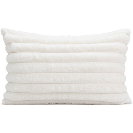 Lot de 2 housses de coussin en fausse fourrure à rayures, moelleuses et douces, 40x60 cm, pour chambre, canapé.