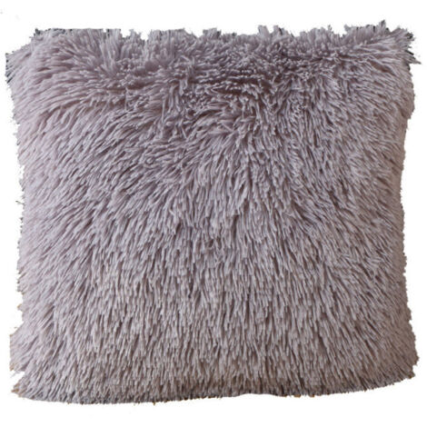 Lot de 2 housses de coussin en fausse fourrure de luxe, super douces, gris, 43x43 cm, pour canapé, chambre, lit.