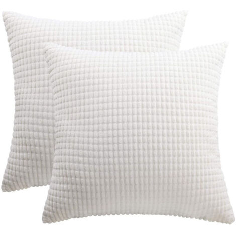 Lot de 2 housses de coussin en velours côtelé – Beige clair – Dimensions 60 × 60 cm