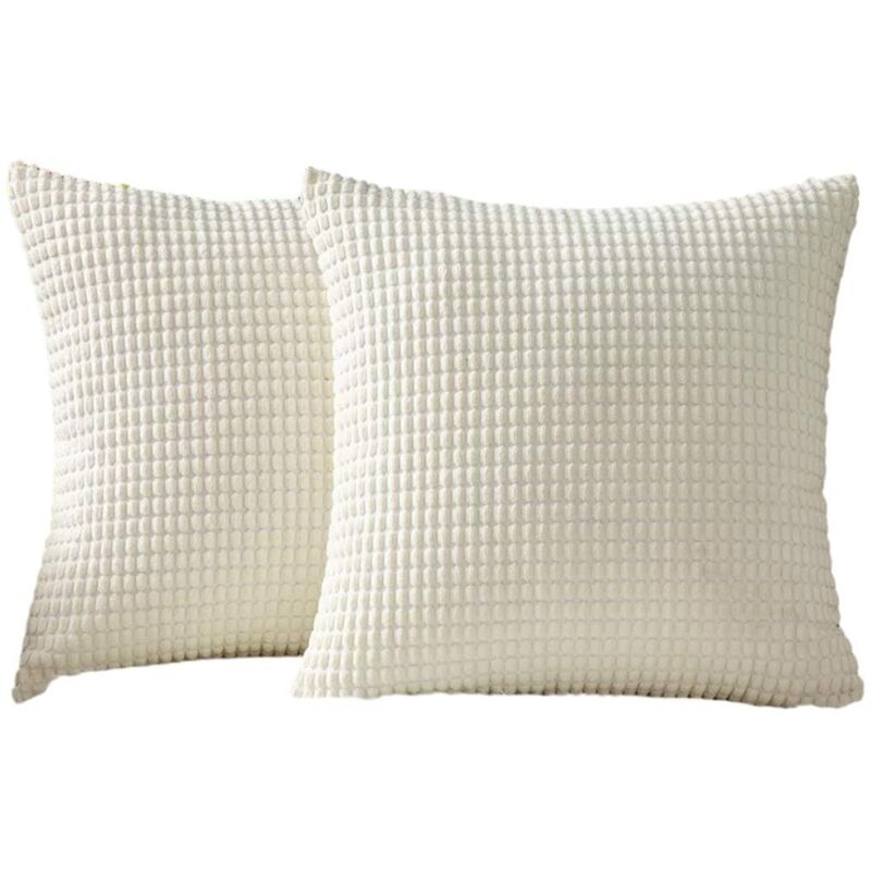 Lot de 2 housses de coussin motif grain de maïs – Beige clair – Dimensions 45 × 45 cm