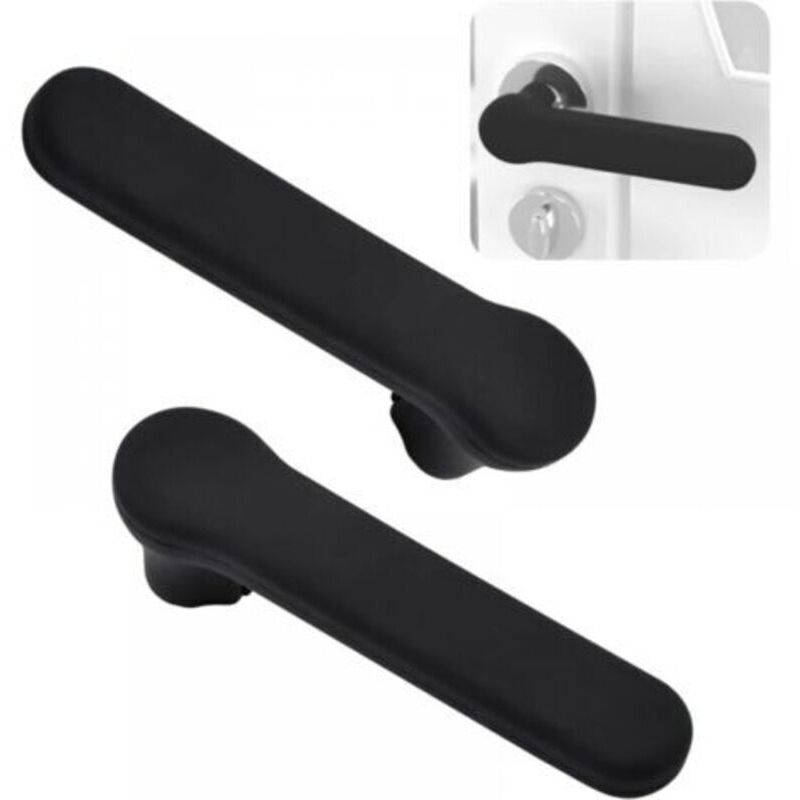 Lot de 2 housses de poignée de porte en silicone, protection antistatique pour leviers de porte carrés, noir mat