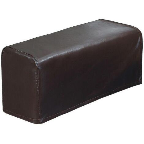 Lot de 2 housses de protection extensibles et imperméables en similicuir pour accoudoirs de canapé et fauteuil, marron
