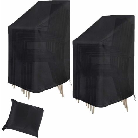 Lot de 2 housses de protection pour chaises de jardin-en tissu Oxford 210D, imperméable, coupe-vent, housse de protection indéchirables-pour chaises d'extérieur, patio-75 x 75 x 120 cm