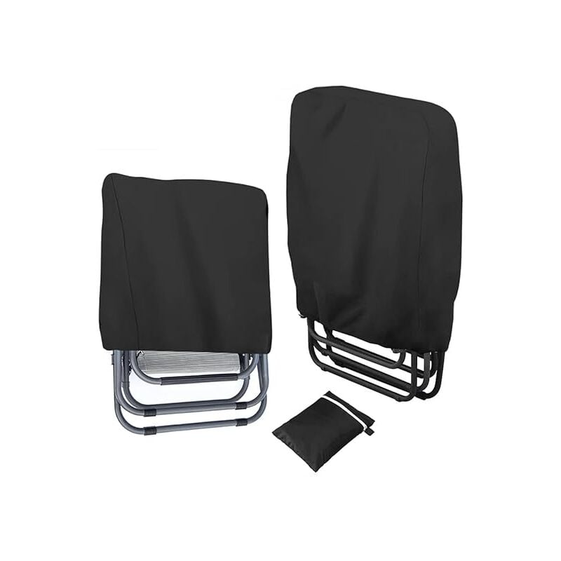 Lot de 2 housses de protection pour chaises de jardin pliantes 71x34x110cm- Imperméable - Coupe-vent - Anti-UV - En tissu Oxford 210D - Avec sac de