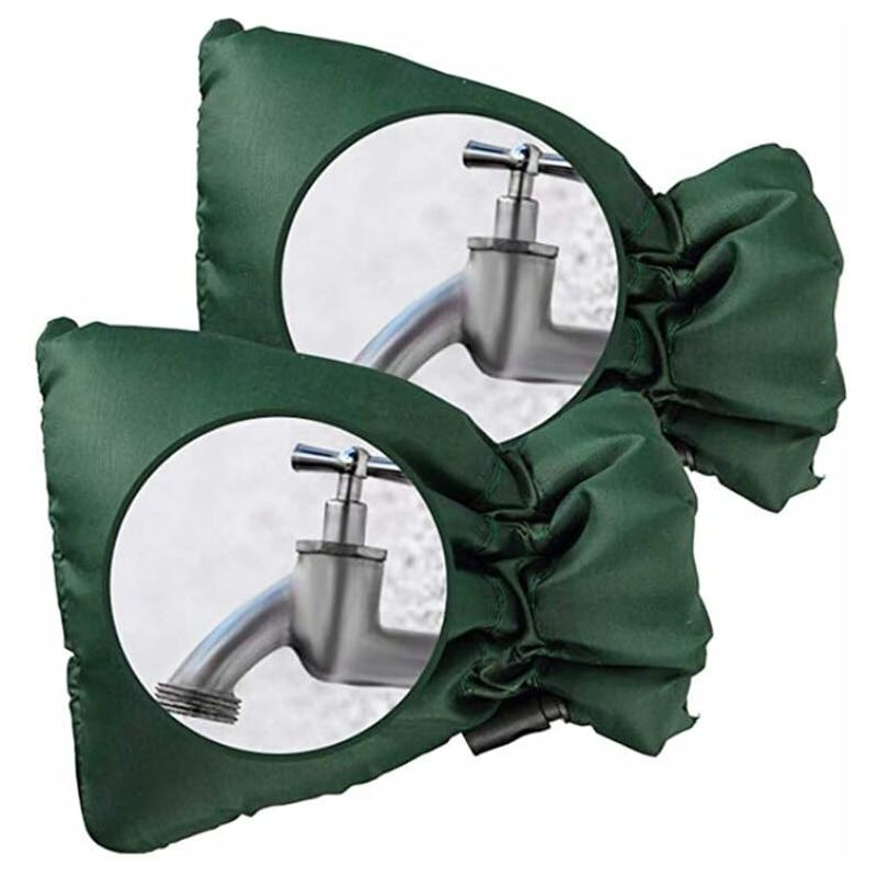 Lot de 2 housses de protection pour robinet extérieur - Protection épaisse pour robinet extérieur contre le gel - Imperméable - Vert