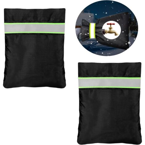 Lot de 2 Housses de robinet d'extérieur pour l'hiver, protection isolée avec bande réfléchissante, imperméable et épaisse, protège votre robinet contre le gel des éclats 15×21CM
