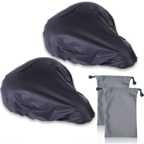 Lot de 2 housses de selle imperméables pour vélo, housse de selle élastique noire avec 2 sacs de rangement étanches, housse anti-poussière pour selle de VTT-AquaForge