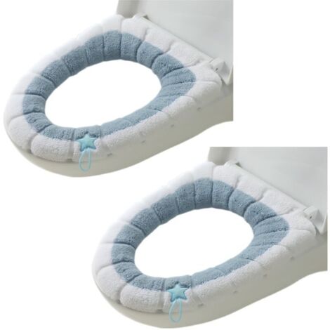 Lot de 2 housses de siège de toilette avec boucle de suspension - Doux et chaud - Lavables