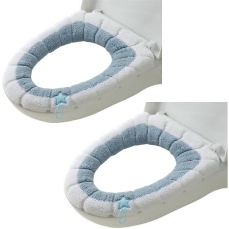 Lot de 2 housses de siège de toilette avec boucle de suspension - Doux et chaud - Lavables