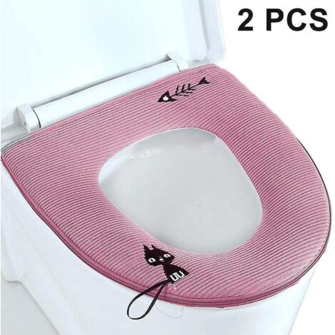Lot de 2 housses de siège de toilette avec fermeture éclair, lavables, rouge foncé.