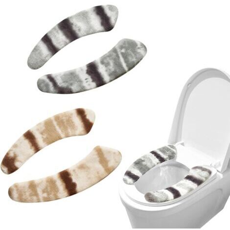 Lot de 2 housses de siège de toilette chaudes et lavables - En peluche épaisse avec TPR autocollant - Housse universelle antidérapante pour toutes les toilettes