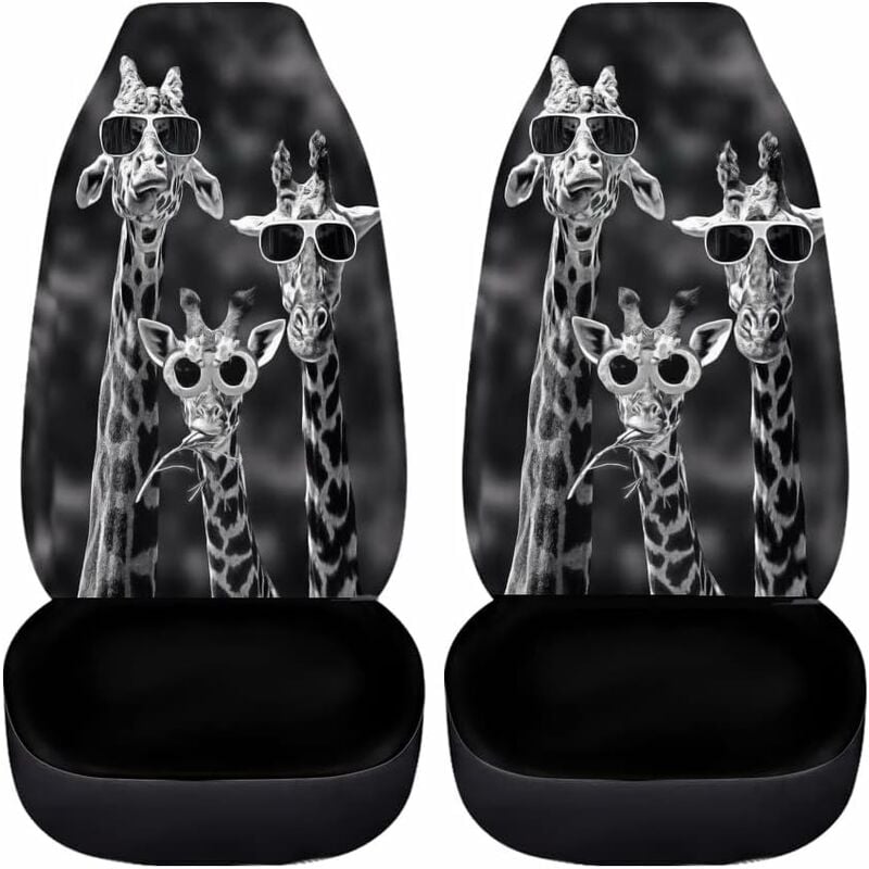 Lot de 2 housses de siège de voiture girafe pour sièges avant de voitures, camions, berlines, housses de coussin anti-saleté pour animaux domestiques