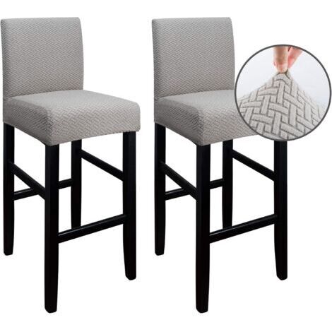 Lot de 2 housses de tabouret de bar extensibles – Polyester et polaire – Lavables en machine – Dimensions 35-48 cm – Couleur taupe