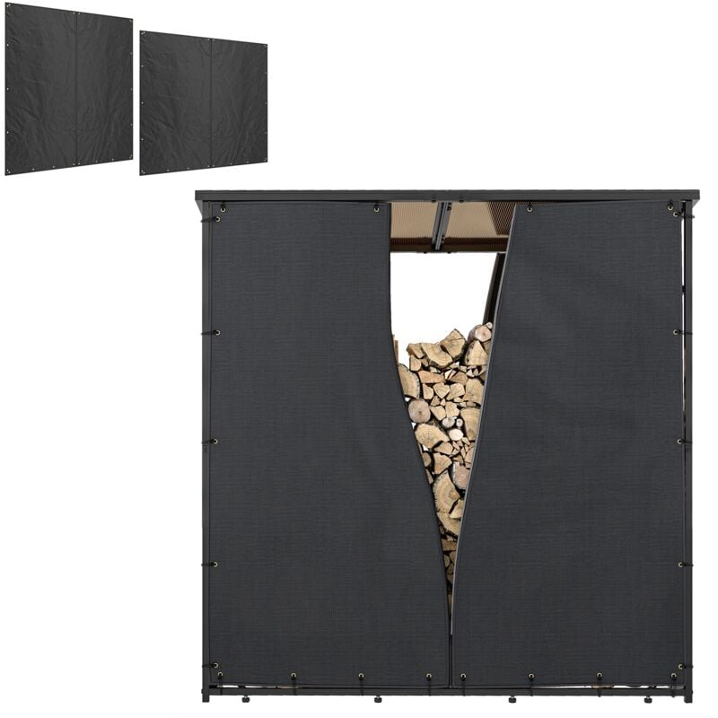 Lot de 2 housses imperméables pour bois de chauffage - housse pour abri de bois de chauffage - Oxford 600D noir