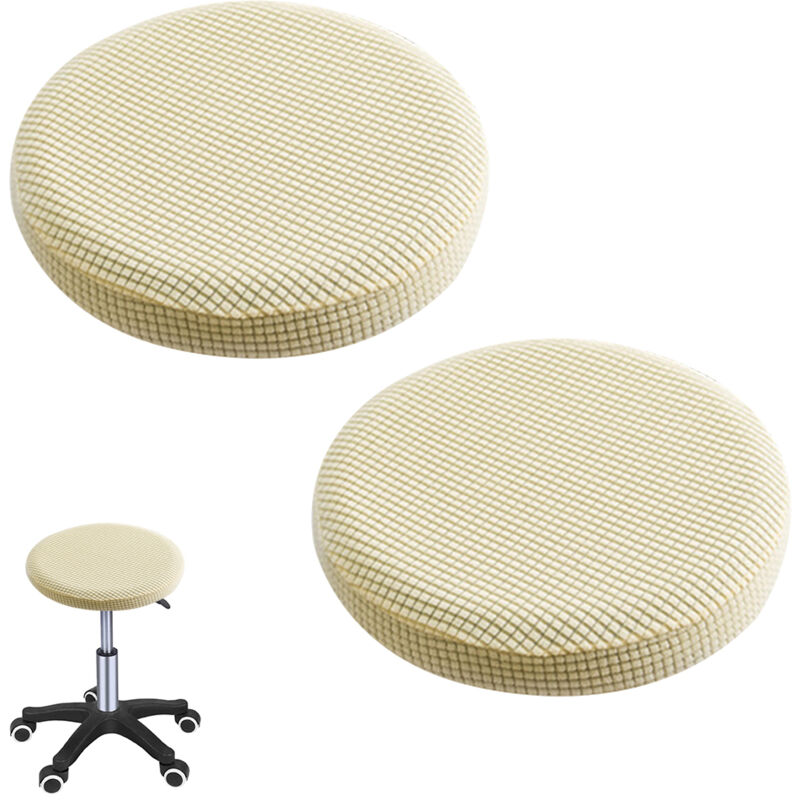 Lot de 2 housses tabouret bar jacquard, housse de chaise ronde extensible, housse de chaise 32 à 40 cm
