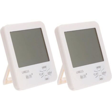 Lot de 2 hygrothermomètres numériques pour chambre et humidité sans batterie Blanc