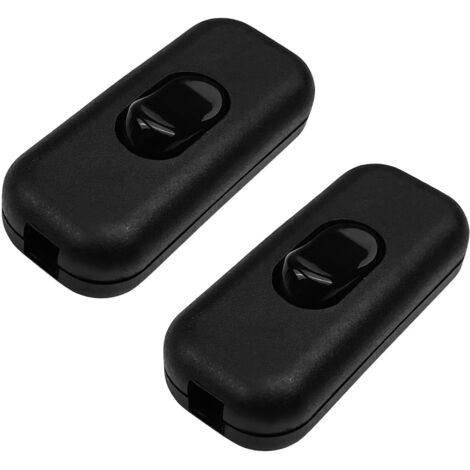 Lot de 2 Interrupteur Lampe de Chevet, 250V 6A Noir Interrupteurs Intermédiaires pour Lampe Inline 2 ou 3 Ligne pour Tous les Types de Lampes de Table, Lampes Électriques