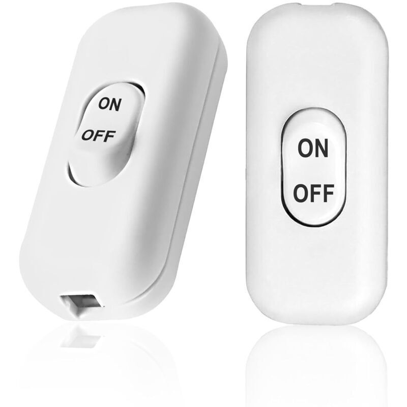 Lot de 2 Interrupteur Lampe de Chevet, Interrupteur Noir, Interrupteur bipolaire 6A 250V, Mini Interrupteur à Bascule pour petit Appareil, Lampe de