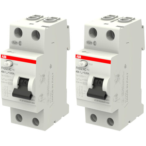 Lot de 2 Interrupteurs différentiels à vis raccordement 40A 30mA Type AC - ABB