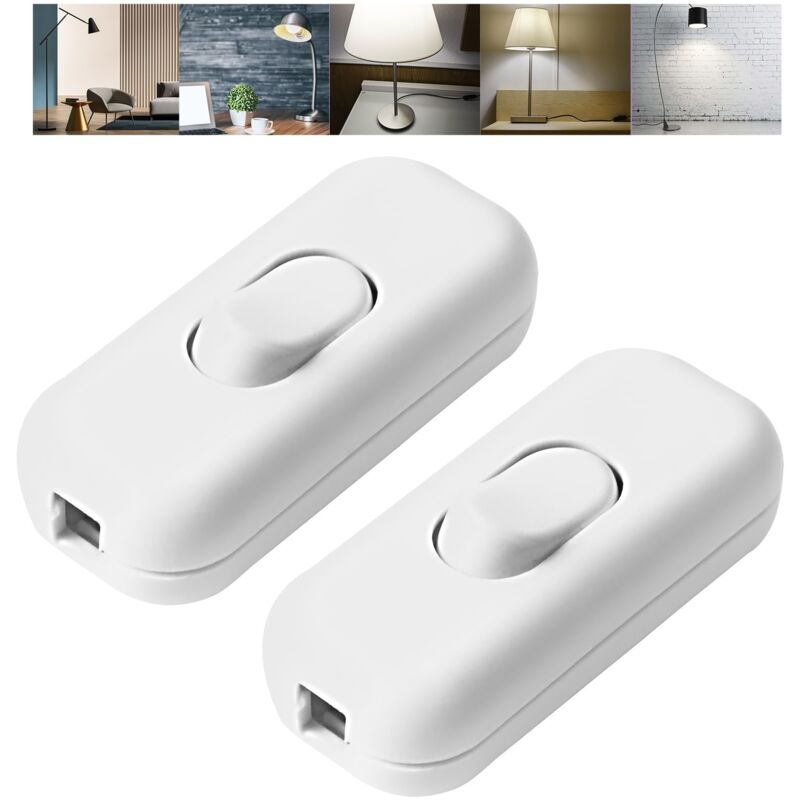 Lot de 2 interrupteurs en ligne, interrupteurs intermédiaires, câbles d'alimentation à 2 fils et 3 fils, pour tous les types de lampes électriques,