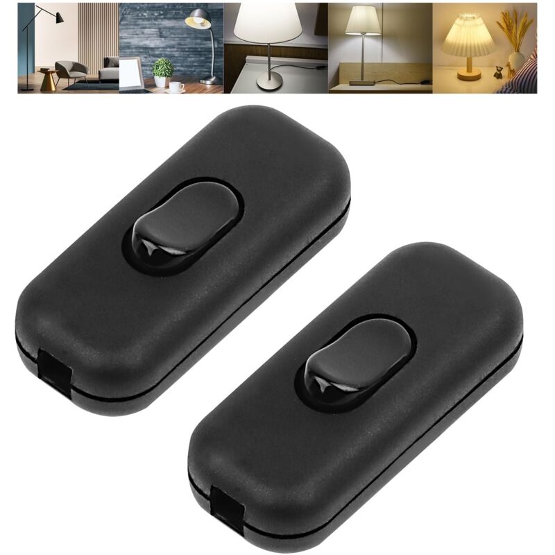 Lot de 2 interrupteurs en ligne, interrupteurs intermédiaires, câbles d'alimentation à 2 fils et 3 fils, pour tous les types de lampes électriques,