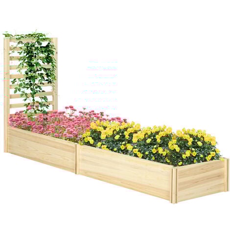 Lot de 2 jardinières avec treillis - ensemble de 2 carrés potagers - bois de sapin pré-huilé