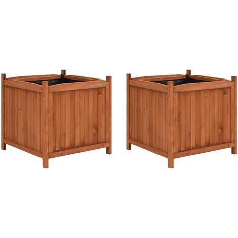 Lot de 2 Jardinières d'extérieur,Bac à fleurs 50x50x50 cm Bois de sapin -88320