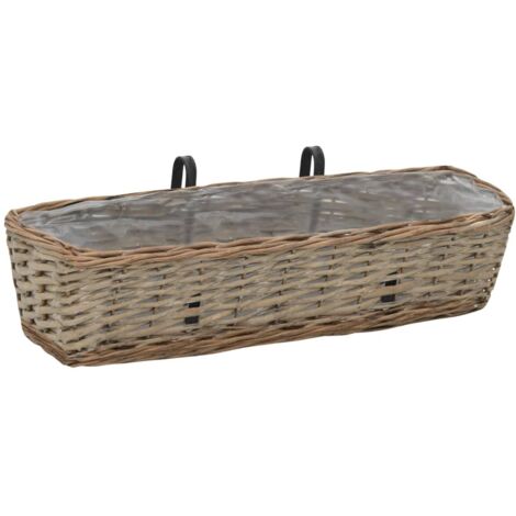 Lot de 2 Jardinières, Pots de Fleurs d'extérieur, Osier avec doublure en PE 60 cm OIB6009E