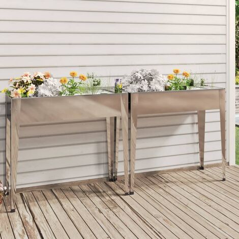 Lot de 2 Jardinières,Bac à fleurs Acier galvanisé -42941