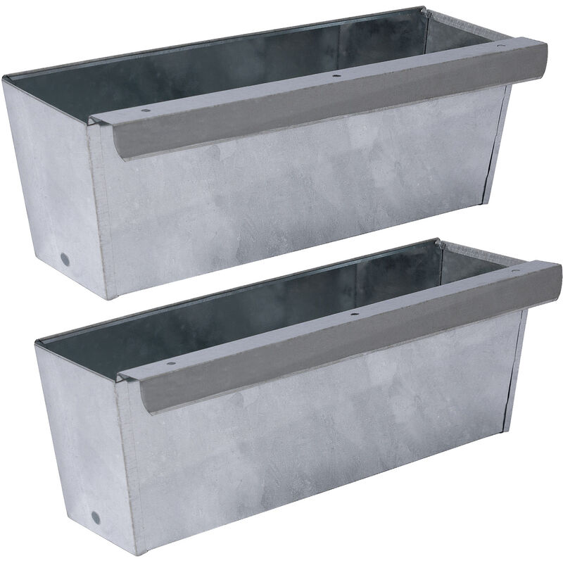 Lot de 2 Jardinières Balcon, Palette, Clôture / Zinc, 36x9x12cm/ Trous drainage - Zinc