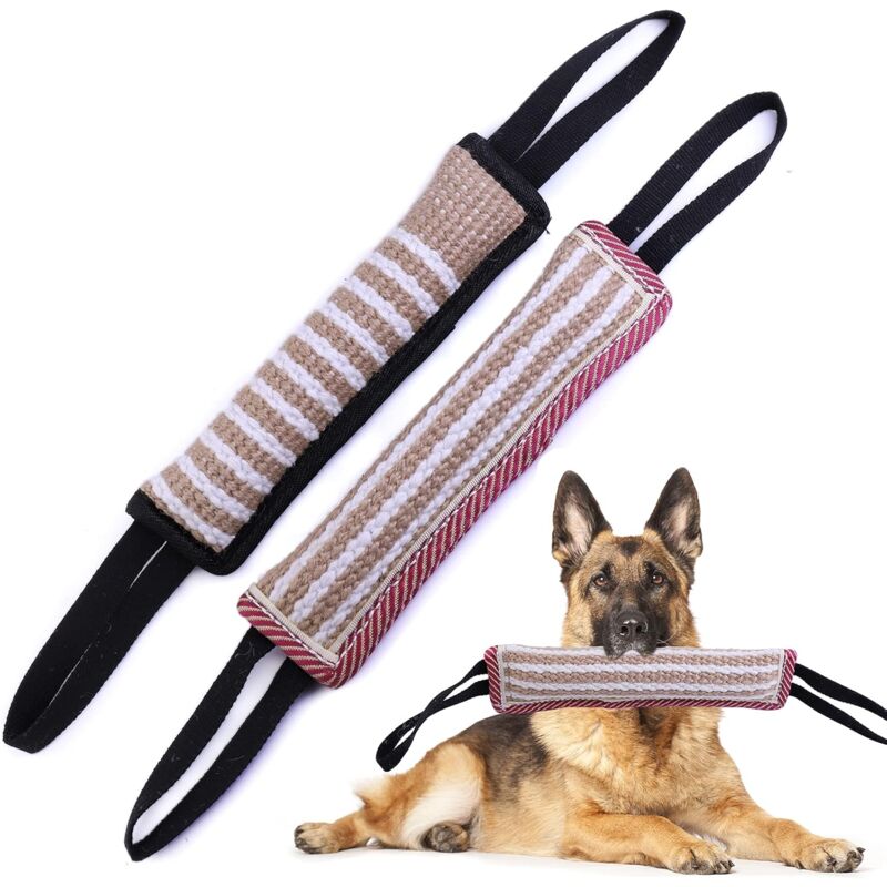 Lot de 2 Jouet Chien Indestructible, Boudin Jouet pour Chien Interactif, Macher Corde Jouets pour Jeux Chiens avec 2 Anses, Cadeau pour Chien