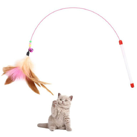 Lot de 2 jouets de chasse pour chat en plumes roses pour stimulation, jeu et divertissement félin