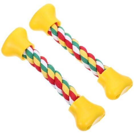 Lot de 2 jouets en corde de coton en forme d\'os pour chien, bâton de broyage des dents, jouet de nettoyage des dents