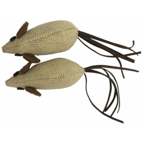 Lot de 2 Jouets pour Chat "Souris" 14cm Écru
