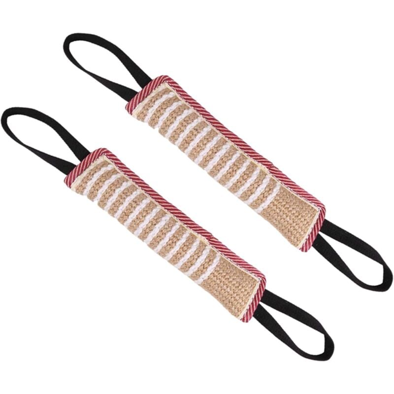 Lot de 2 jouets pour morsure de chien Jouet à tirer robuste avec 2 poignées solides pour chiens de taille moyenne à grande.