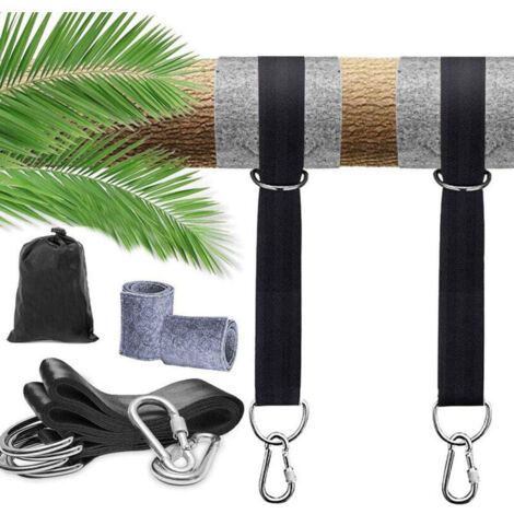 Lot de 2 Kit Hamac Ultra Résistant aux Sangles Lourde Suspension 150cm avec D-Ring,Deux Crochets Mousquetons, Charge Max 500kg,Sangles Terylene 100% Non,Extensible, Adapté aux Hamac,OUYLAF