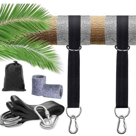 Lot de 2 Kit Hamac Ultra Résistant aux Sangles Lourde Suspension 150cm avec D-Ring,Deux Crochets Mousquetons, Charge Max 500kg,Sangles Terylene 100% Non,Extensible, Adapté aux Hamac,OUYLAF