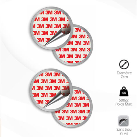 Lot de 2 kits de fixation magnétique – Aimants puissants 3M extra fort – Installation sans perçage sur toutes surfaces lisses